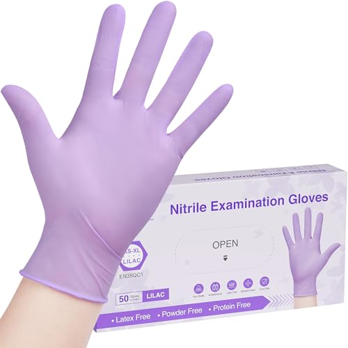 SwiftGrip Disposable Nitrile Exam Gloves, X-Large, 50ct Box, 3-mil, Lilac Gloves Disposable Latex Free, Powder Free Gloves for Cooking, Cleaning, Examination