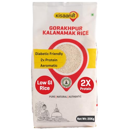 Image of KisaanSay Gorakhpur Kalanamak Rice 20 KG (5X4) | Diabetic Friendly| Aromatic | Low GI | Unpolished Rice | High in Iron & Protein | Rich In Nutrients & Fiber | Buddha rice | Traditionally Milled