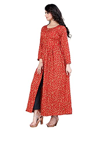 Image of H.E HAMZA ENTERPRISER Printed Crepe Material Brown Western Dress For Women