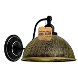 LEDSone Lámpara de pared industrial vintage con pantalla de hierro retro E27, lámpara de techo, lámpara de pared, accesorios de iluminación interior para cocina (Latón cepillado)