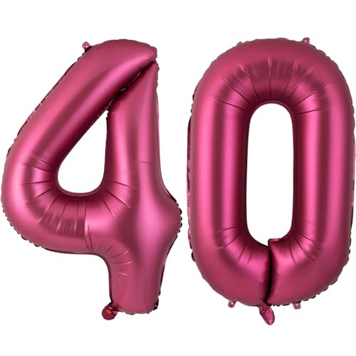 Ballon chiffre 40 bordeaux géant de 101 cm pour décoration festive