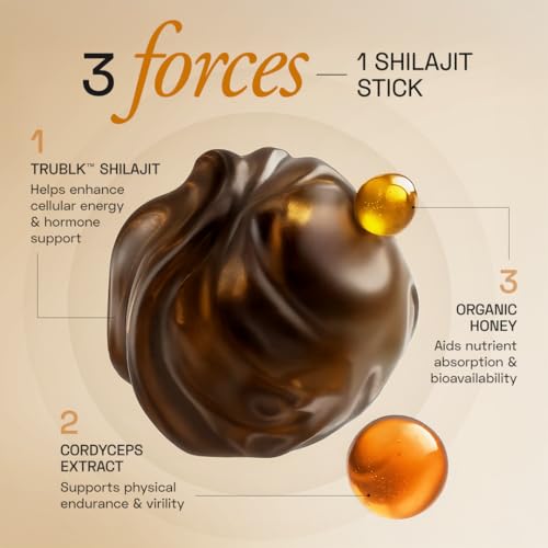 Image of Ace Blend 400mg TRUBLK Shilajit Sticks (30 Servings) | 120mg Cordyceps Mushroom & Organic Honey | Over 75% Fulvic Acid & 80+ Trace Minerals | For Strength & Performance | High Absorption | Men & Women