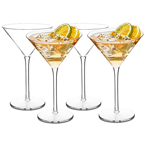 MICHLEY Unbreakable Cocktail Glasses 100 Tritan Plastic Martini Glasses 87oz Dishwasher Safe Ideal Gifts for Wedding Party Set of 4