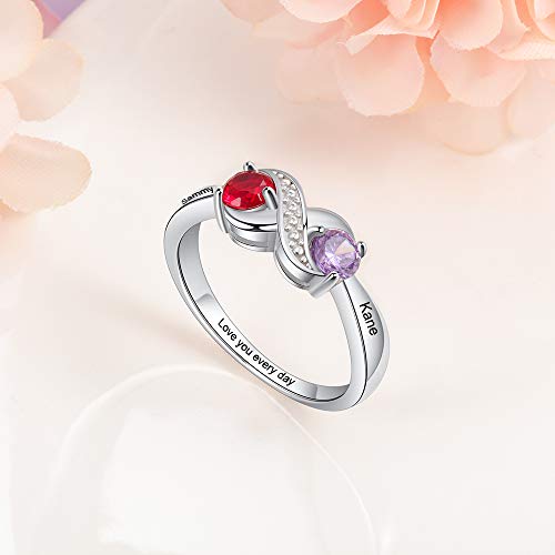 Personalized Mother Ring for Women Custom Engraved Name Promise Ring with Simulated Birthstones Gifts for Mother Grandma Mother's Day Girls Sister Friend4