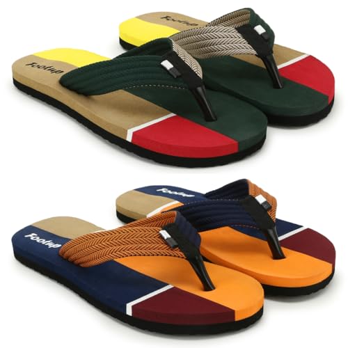 Image of Men's Orthopedic Comfort Flip Flops with Soft Fabric Straps | Cushioned Anti-Skid Footbed Slippers for Men | Lightweight Walking Flip Flops for Home, Outdoor, Indoor Use
