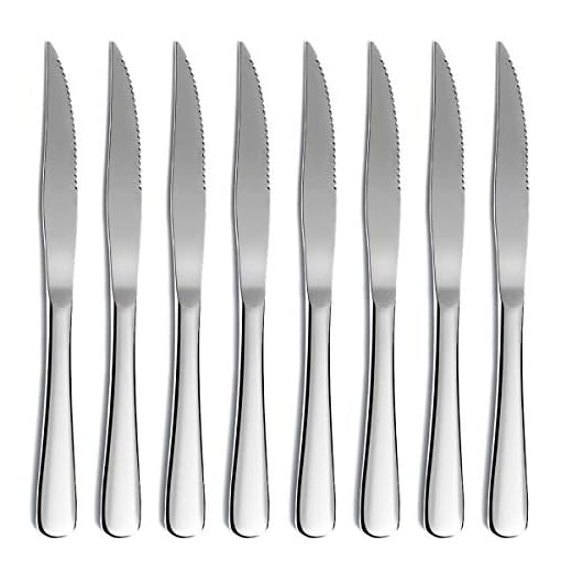 Kyraton Set di coltelli da bistecca,Kyrtaon coltello seghettato, set di coltelli affilati in acciaio inossidabile, set di 8 coltelli da tavola, lavabili in lavastoviglie, robusti e facili da pulire