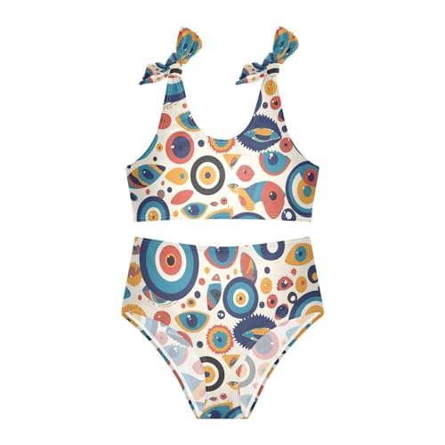 KLL Mystic Boho Evil Eyes Dots Contemporary Girls 2 Piece Bikini Sets Quick-Dry Swimsuits Swimwear Cute Shoulder Strap3