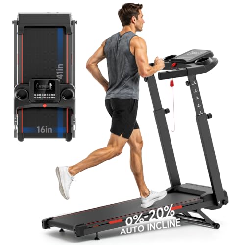 Image of EVKRUN 41 inchx16 inch Belt Walking Pad with Adjustable Handlebar, 20% Auto Incline