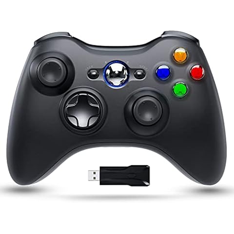 Bonacell Wireless Controller For Xbox 360 PC controller With 2.4Ghz USB Adapter Ergonomic Design And Dual Vibration Gaming controller For Xbox 360/Slim/Pc Windows 7/8/10 Cover