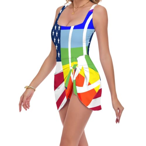 Traje de baño push up con falda desmontable de una pieza para playa y natación de verano