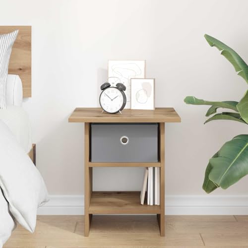 Table de chevet en bois d'ingénierie design moderne, rangement robuste chêne - 5