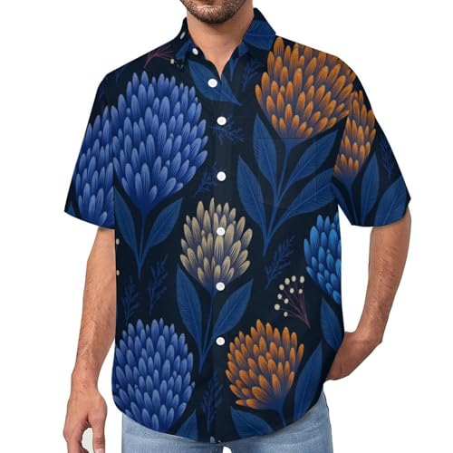 Chemise hawaïenne homme à manches courtes avec motif botanique abstrait imprimé