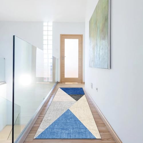 Alfombra azul lavable que no se mueve de su sitio para pasillos estrechos 6