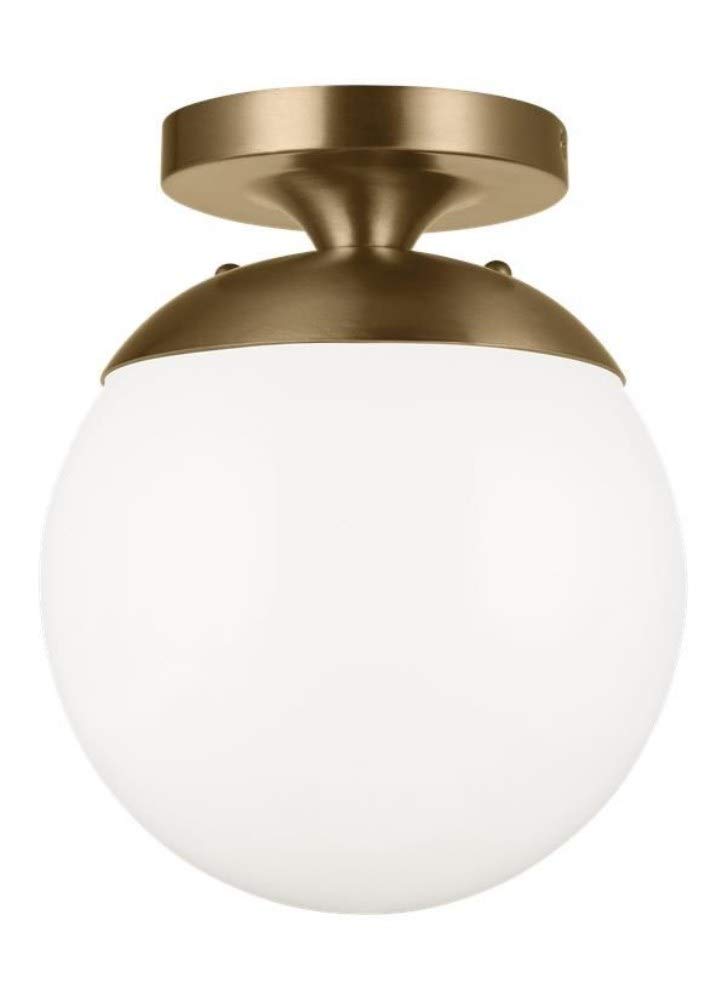 sea gull lighting generation 7518-848 transitional one light wall/ceiling semi-flush mount from seagull-leo-hanging globe collection dark finish, satin bronze