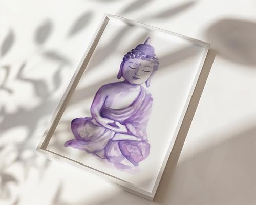 Affiche tête de Bouddha violette pour décoration salon et yoga