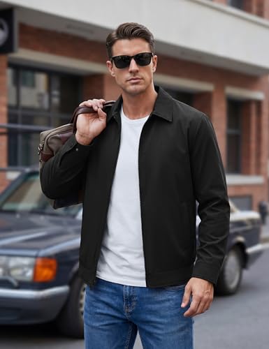 Image of TACVASEN Men's Lightweight Jackets Full Zip Laydown Collar Windbreaker Jacket Casual Golf Light Coat with Pockets
