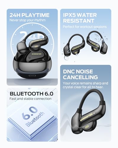 Image of Monster Open Ear AC390 Headphones, Bluetooth 6.0