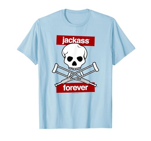 Jackass Forever Red Skull And Crutches Warning Logo T-Shirt