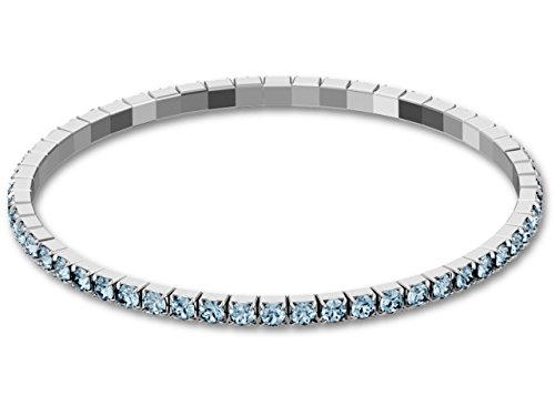 Preisvergleich Produktbild SWAROVSKI® Stretch Armband AQUAMARINE - Tennis Armband mit Kristallen - DEHNBAR