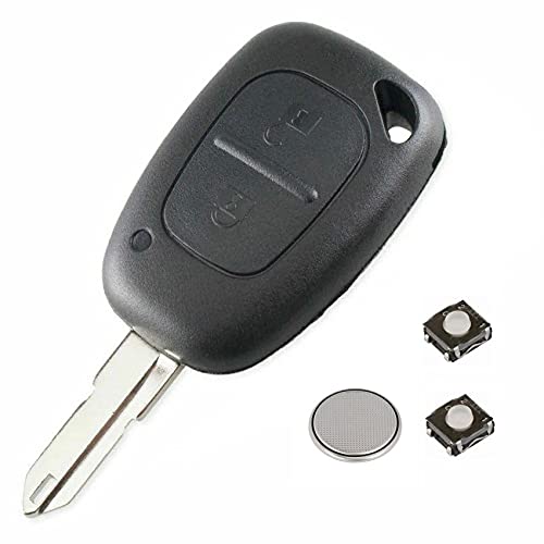 Coque/Boitier Clé Plip Telecommande pour Renault KangooTrafic Master Opel Vivaro Movano avec 2 Switchs et Pile Lakamodo Cover