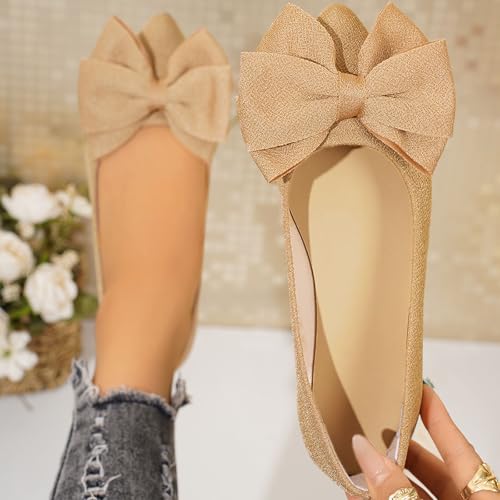 Women's Casual Flat Shoes Comfortable Slip On Walking Shoes for Women Stylish Everyday Wear with Bow Detail2