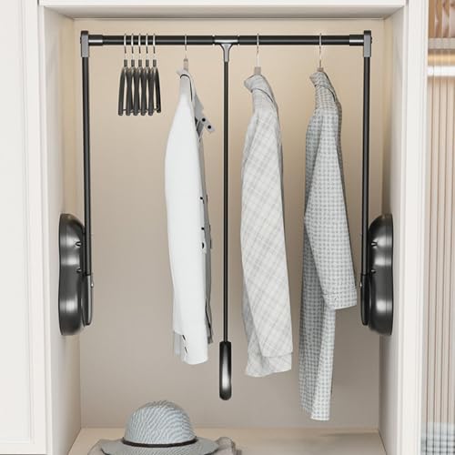 Tringle à vêtements rabattable penderie relevable télescopique noire