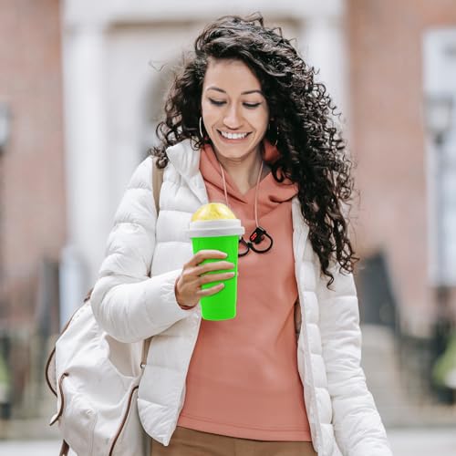 Slushie Maker Cups, Magic Quick Frozen Smoothies Cup for Homemade Milk Shake Ice Cream Maker, Cooling Cups, Double Layer Squeeze Slushy Maker Cup, Birthday Gifts for Friends,Family (Green)