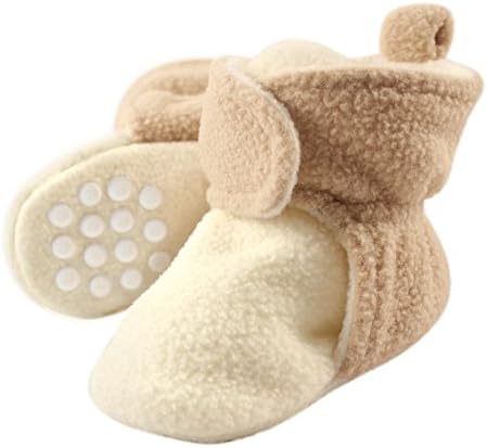 Luvable Friends Unisex Baby Cozy Fleece Booties, Cream Tan, 6-12 Months