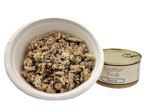 Lunderland Hering 5 x 300g Dosen (insg. 1,5kg), 100% Hering Filet mit Haut, Hundefutter Nassfutter