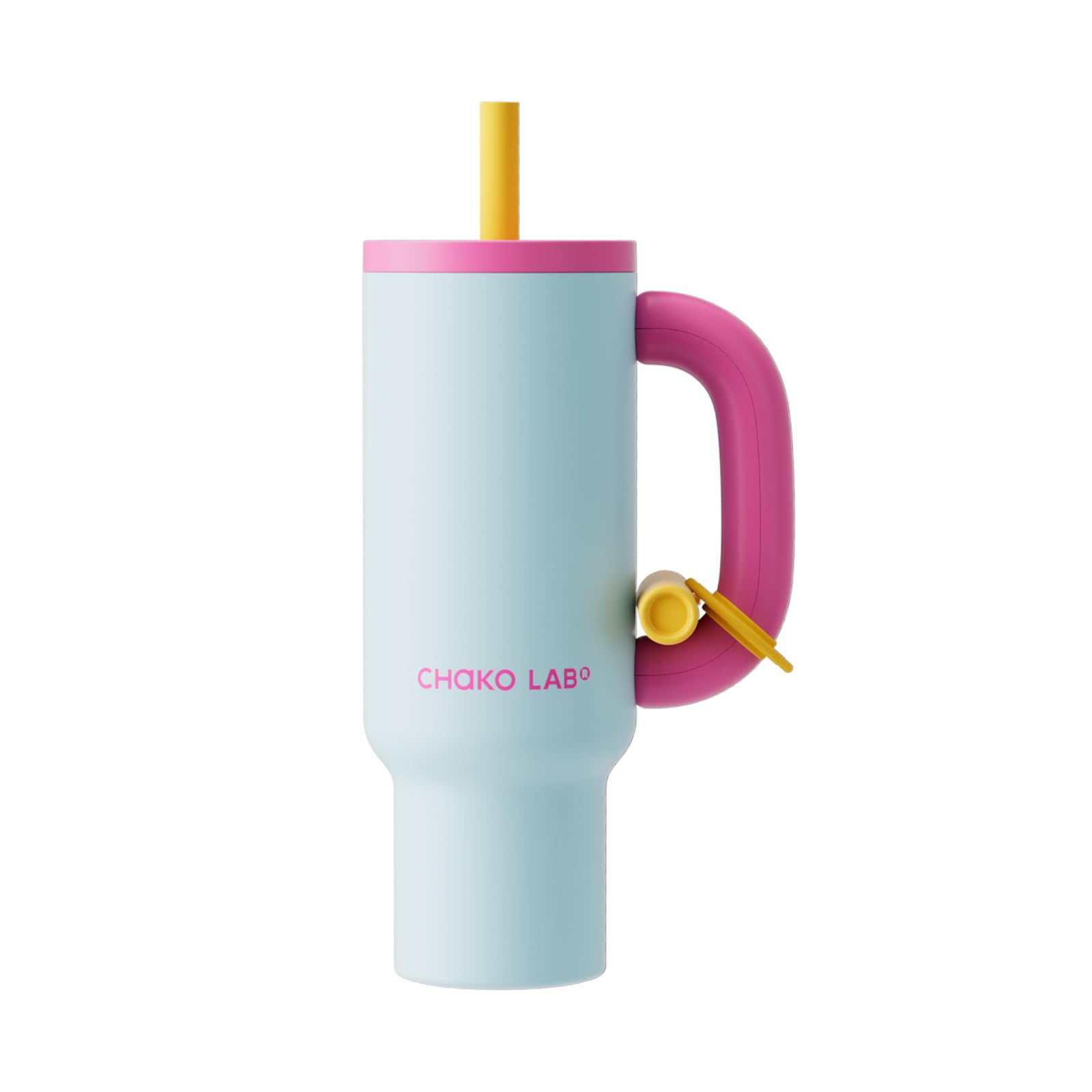 BaWang Insulated Stainless Steel Tumbler | Tumbler with Handle and Straw 33oz | Cup Holder Friendly for Travel | Leakproof Water Bottle | BPA-Free | 316 stainless steel liner| pink&blue