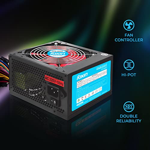 Computer Smps Fan Foxin 250W FPS‑800T ATX SMPS Power Supply with 20+4 Pin Connector, 12V ...