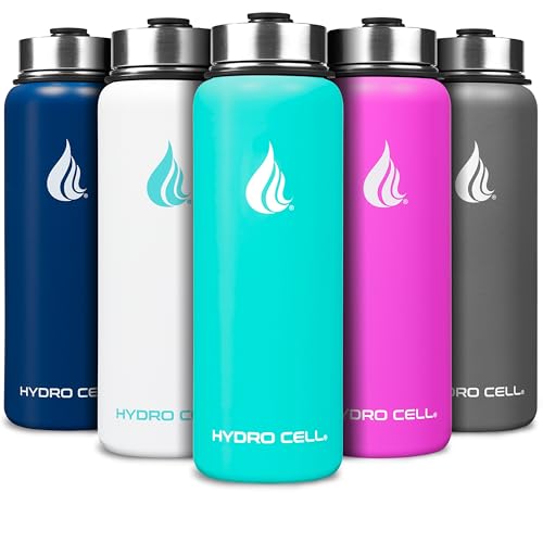 Image of HYDRO CELL Stainless Steel Insulated Water Bottle with Straw - For Cold & Hot Drinks - Metal Vacuum Flask with Screw Cap and Modern Leakproof Sport Thermos for Adults (Teal 40oz)
