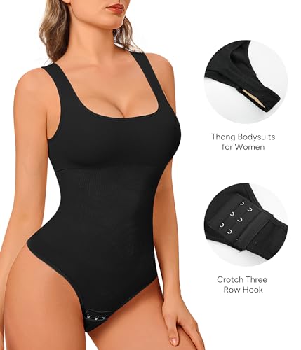 Nebility Shapewear Bodysuits for Women Tummy Control Body Shaper Square Neck Body Suits Slim fit2