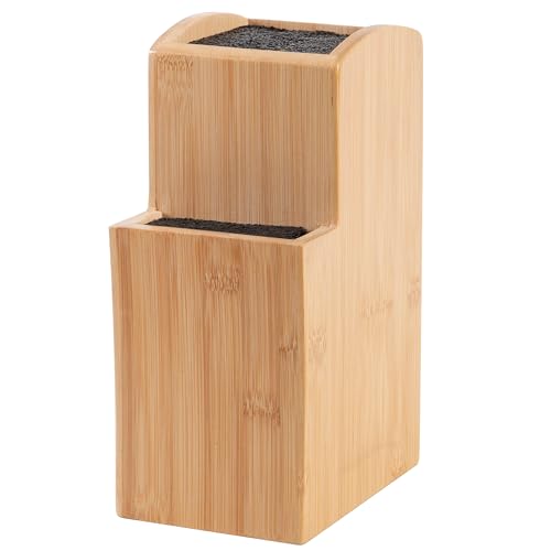 Vencier Universal Bamboo Knife Block – Slotted Kitchen Knife Holder with Secure Fibre Rods | Organiser Stand for All Knife Sizes