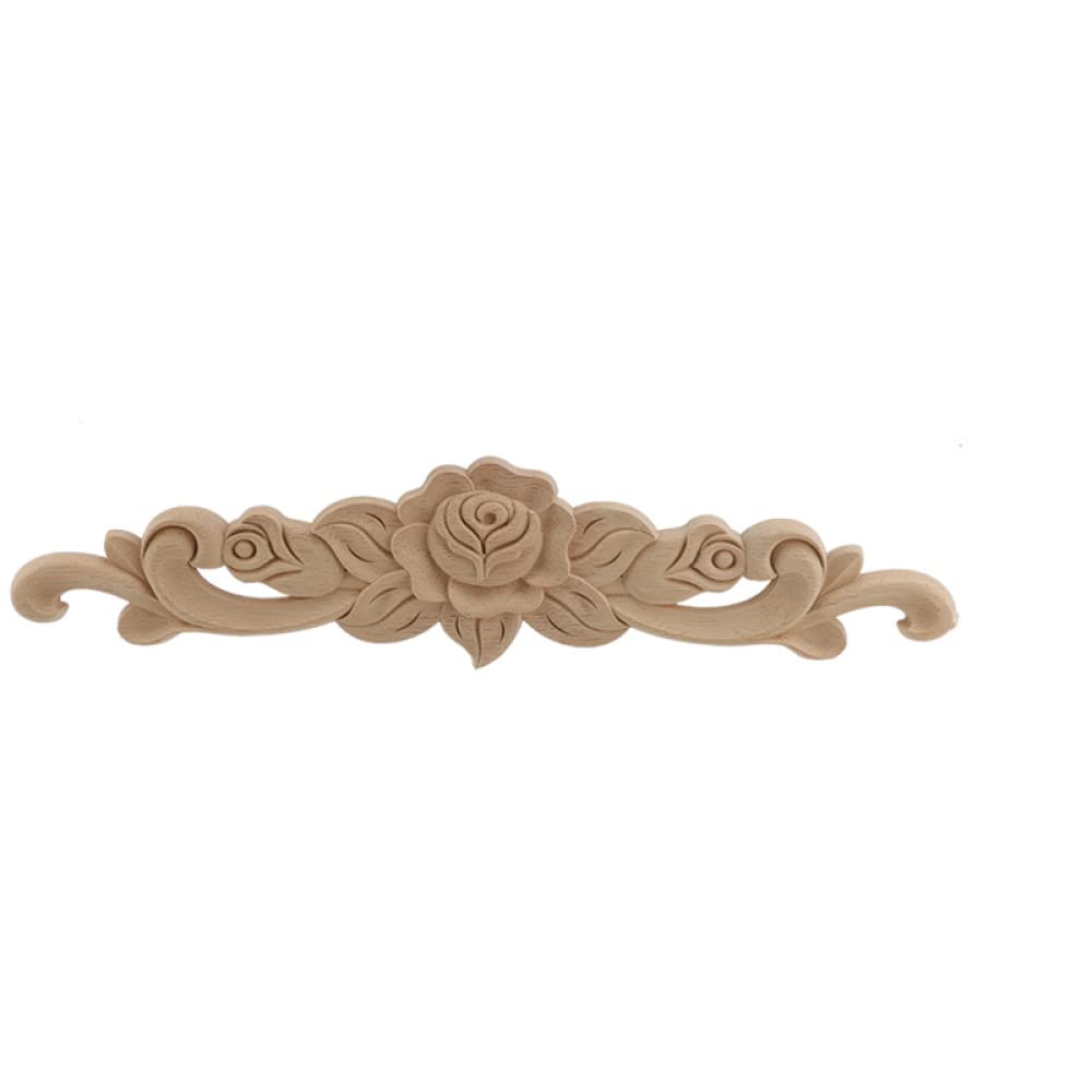 1 Stück Spiegelrahmen Antike Holzschnitzerei | Mit Blumen aus Holz geschnitzte Holzfiguren, Bastelapplikationen(39*9.5cm)