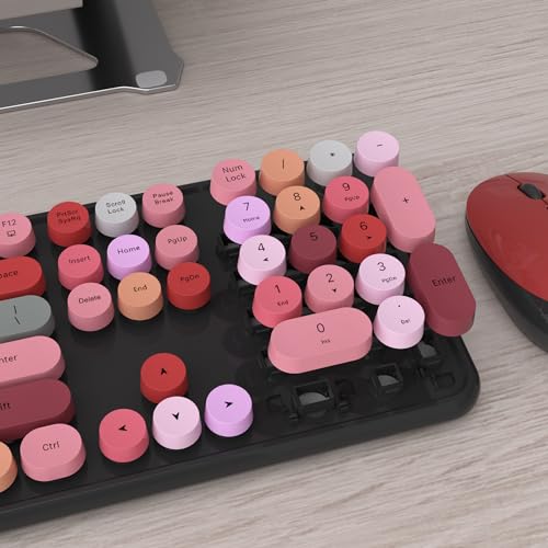Image of UBOTIE Colorful Wireless Keyboard and Mouse Combo (Black-Colorful)