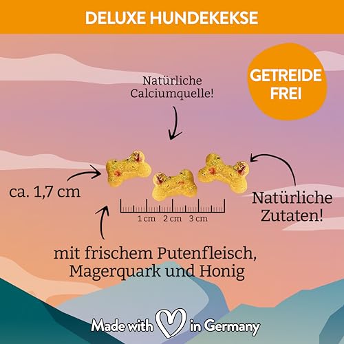 Docado Natural Petfood - Deluxe Mini Hundekekse Pute & Honig, Getreidefrei, Proteinreich, Omega-3, Hochwertig | Hundesnack Leckerli 125g
