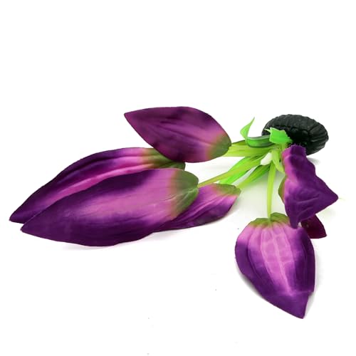 Image of Silk Aquarium Plants for Betta Fish Tank, 2 Pcs 8 Inch Small Silk Aquarium Plant Aquatic Water Grass Decoration, Purple