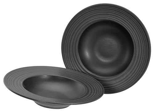 Creatable, 21824, Serie Lava Stone black, 2-teiliges Geschirrset, Teller Set aus Steinzeug, spülmaschinen- und mikrowellengeeignet, Made in Portugal
