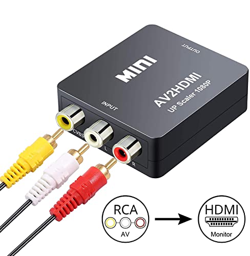 Cysingc Rca To Hdmi Converter, Av To Hdmi Converter Adapter, Mini Composite Cvbs Video Audio Converter Adapter For Camera Dvd Vhs Vcr Stb Psp Xbox Ps2 Wii To New Hdtv Monitor Or Projector (Black) #TOP2
