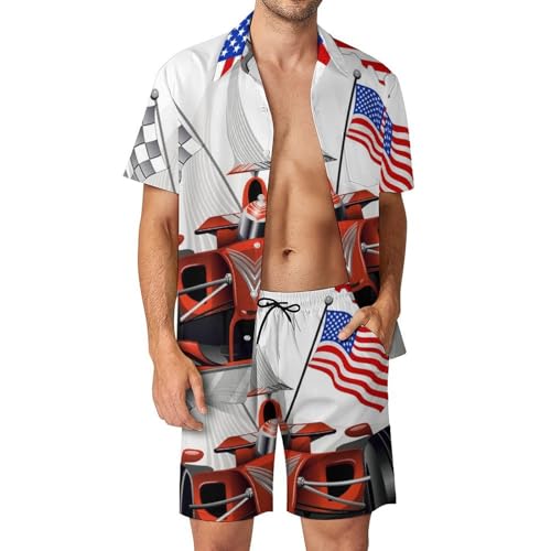 Ensemble chemise hawaïenne et short voiture de course homme taille S