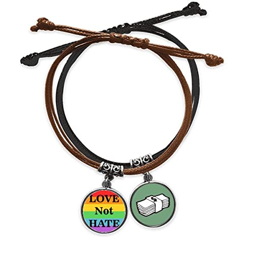 Pulsera transexuales bisexuales cuero ajustable cadena de mano amor