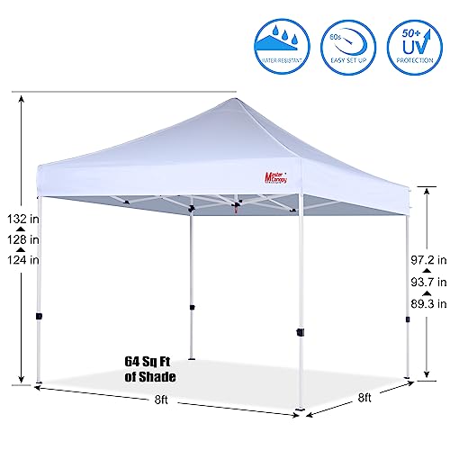 Image of MASTERCANOPY 8x8 Heavy Duty Pop Up Canopy Tent with Roller Bag(White)