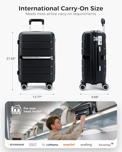 20 Inch Carry On Luggage with Spinner Wheels - Hard Shell Suitcase with ...