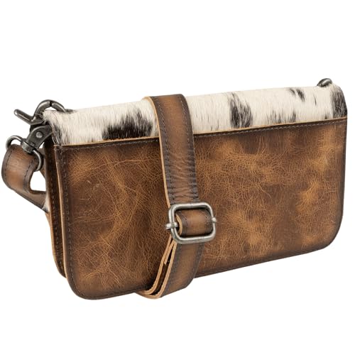 STS Ranchwear Vaquero Evie Organizer STS-34153 Western Zippered Leather Crossbody Wallet w/ 24 Card Slots, Cowhide/Tan3