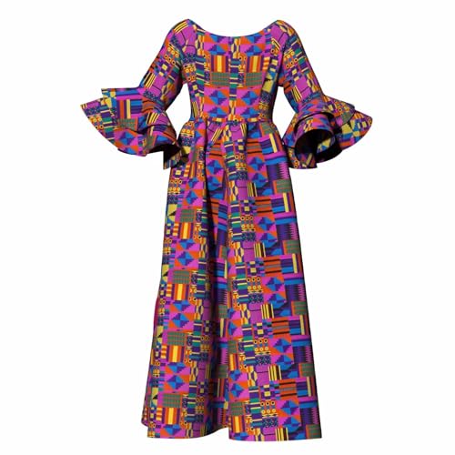 Image of iooiooi Womens African Print Party Maxi Dress Tradition Dashiki Ankara Long Dress & Headwrap