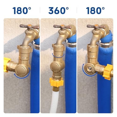 Image of MEASUREMAN 180 & 360 Brass Swivel Connector, Heavy-Duty Anti-Kink Hose Adapter for Faucets, Taps, Sinks, Washing Machines & RVs (Improved Design)