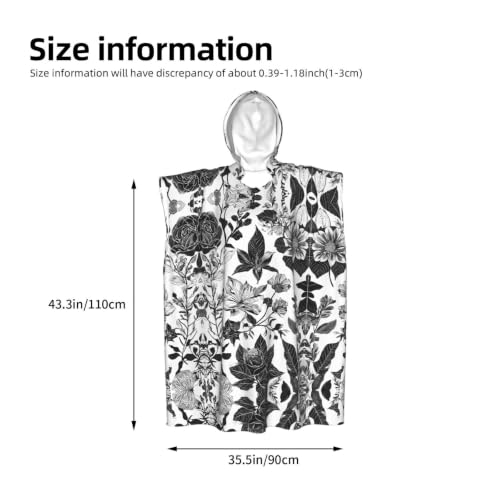 Poncho à capuche en microfibre imprimé damassé pour surf et bain