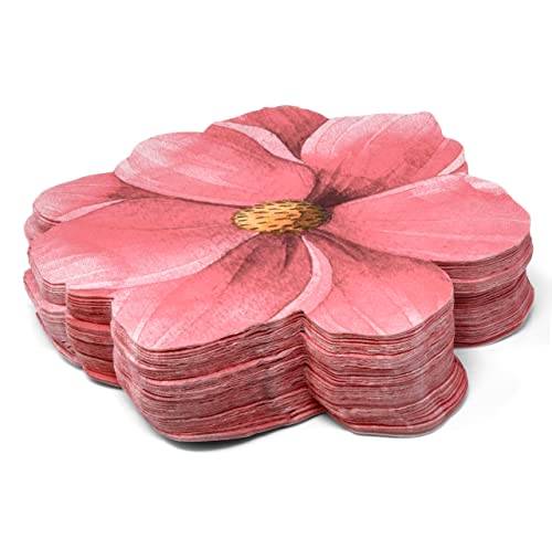 100 Flower Shaped Luncheon Napkins Disposable Paper Napkin Summer Pink Floral Garden Lunch Napkins For Spring Flowers Wedding Bridal & Baby Shower Birthday Dinner Tableware Party Supplies Decorations #TOP5