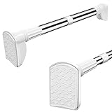 Sunto 強力突っ張り棒 極太 つっぱり棒 ステンレス 強い負荷 伸縮棒 幅50-280cm 滑り止め ドリル不要 クローゼットロッド カーテンロッド 洗濯干し 布団干し 物干し竿 室内 屋外 (直径32mm「取付寸法110-200cm」)